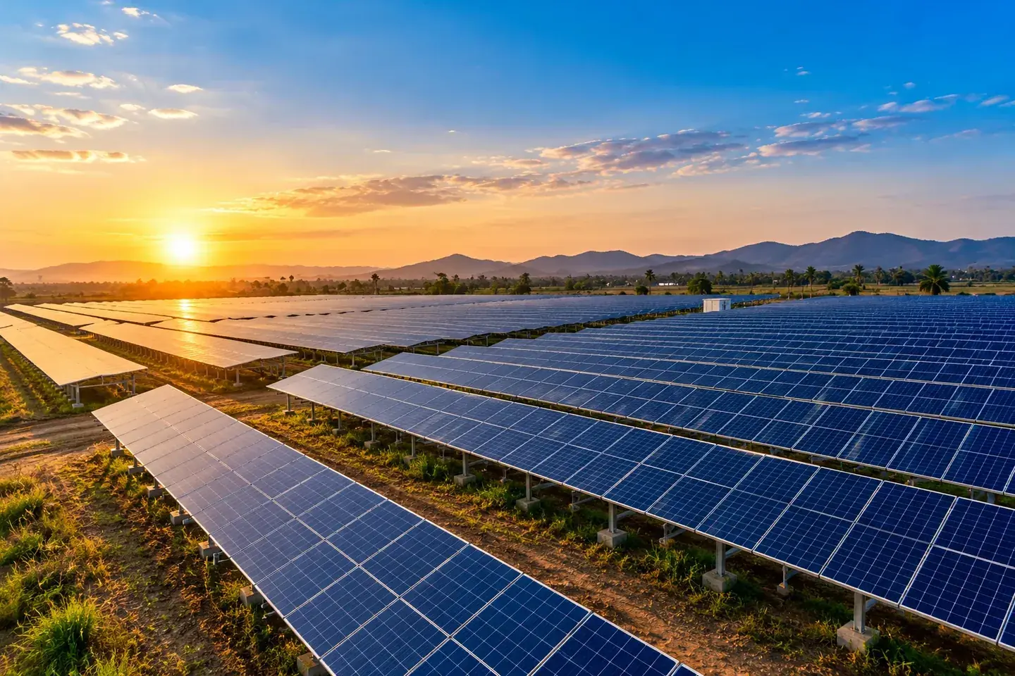 Illustrative: Utility-scale ground-mounted solar PV panels